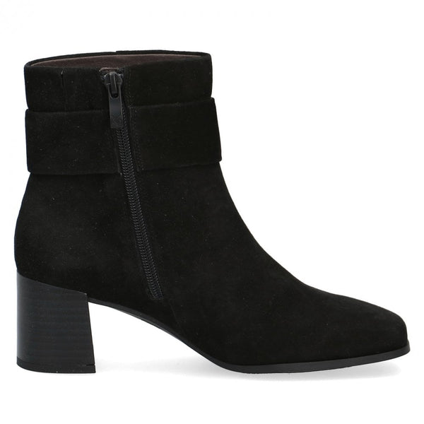 Black Suede Heel Ankle Boot Prégo 