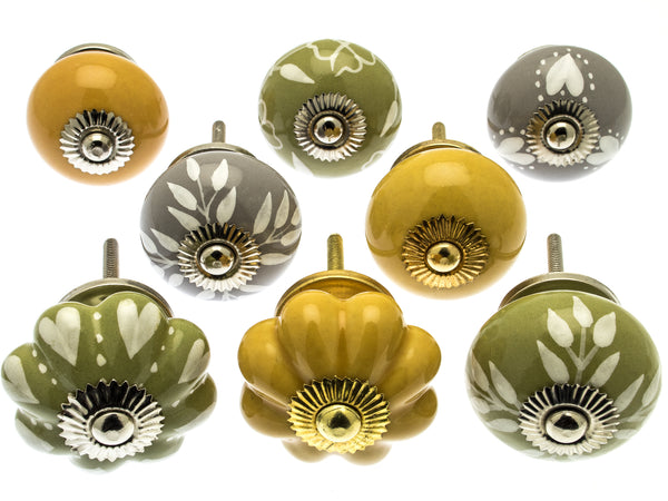 autumn colours ceramic cupboard knobs