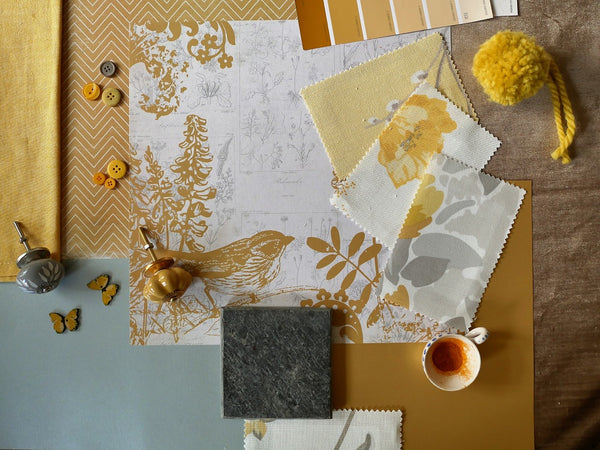 slate and saffron mood board