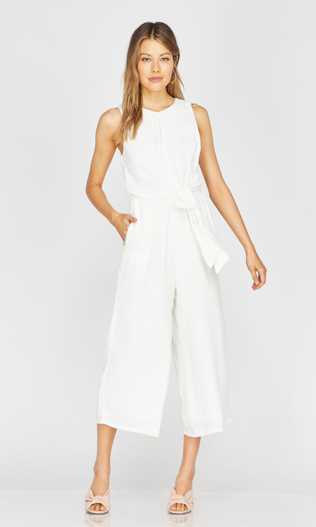 Peyton Pinstripe Knot Waist Culotte Jumpsuit - FINAL SALE – Greylin  Collection