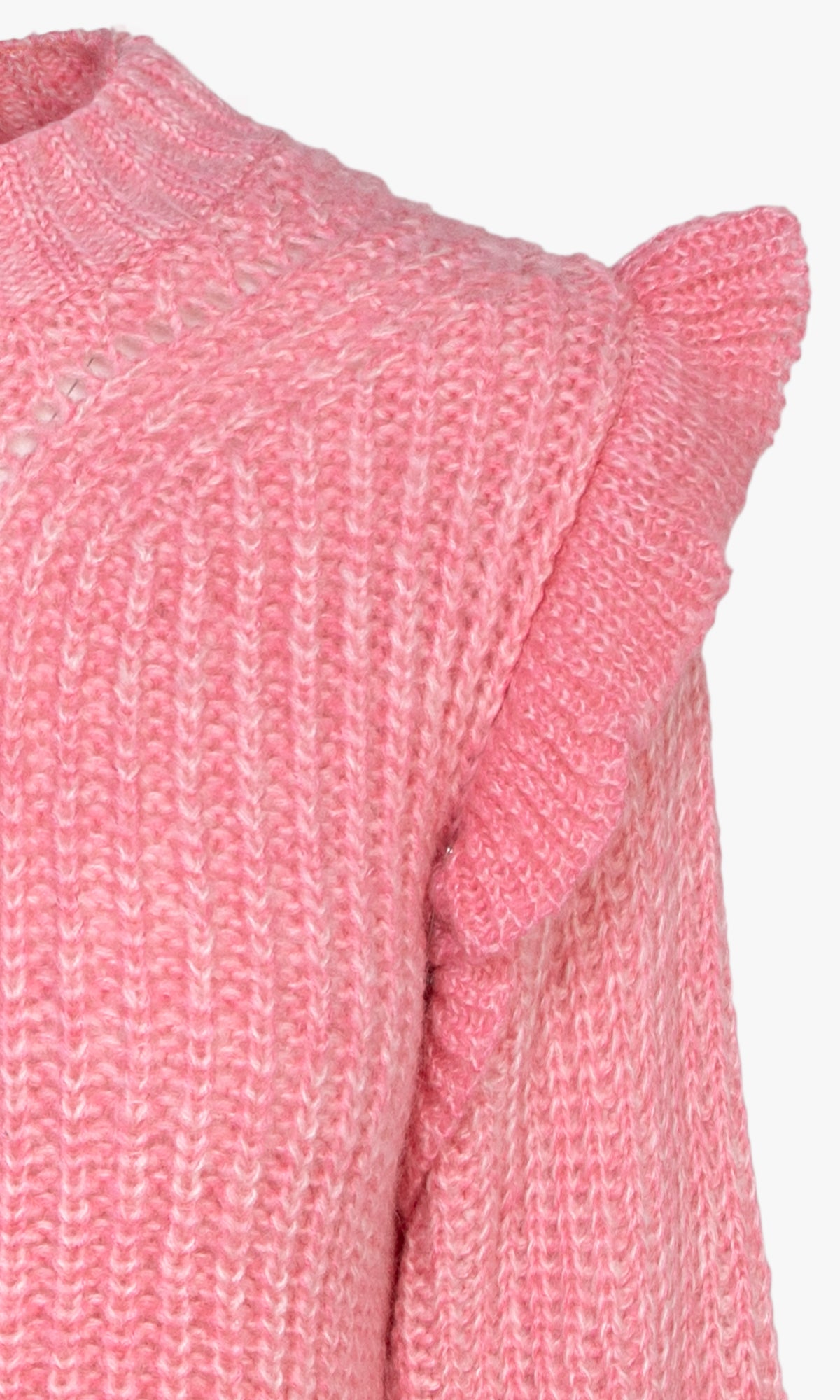 Ruth Ruffle Shoulder Sweater in Pink
