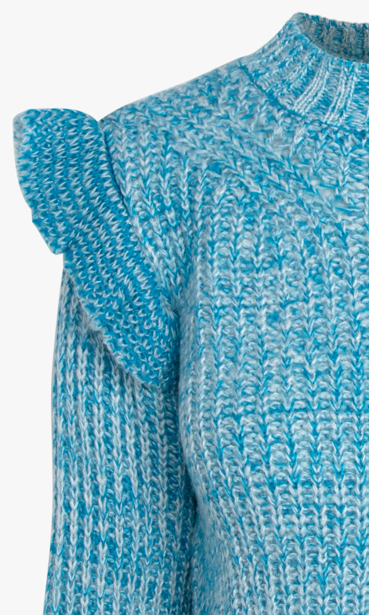 Ruth Ruffled Shoulder Sweater in Blue