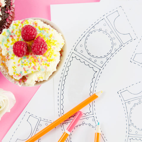 Cupcake colouring printable download from Claire Close Studio