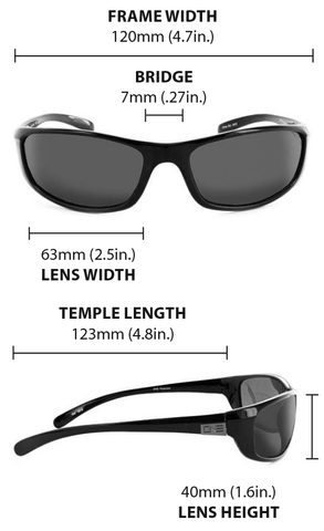 Backwoods Polarized Sunglasses Size, Fit and Dimensions Guide