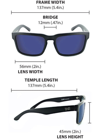 Mashup Polarized Sunglasses Size and Fit and Dimensions Guide