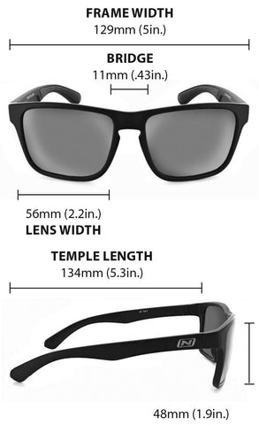 Rumble Polarized Sunglasses Fit and Size Guide and Dimensions