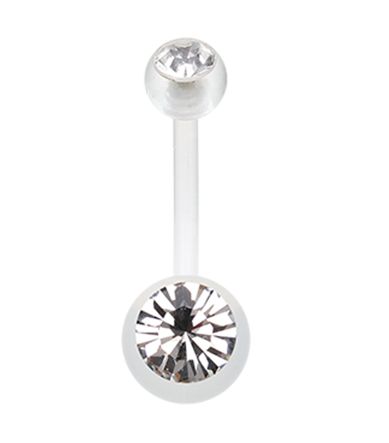 Bio Flexible Shaft Glass-Gem Ball Acrylic Belly Button Ring