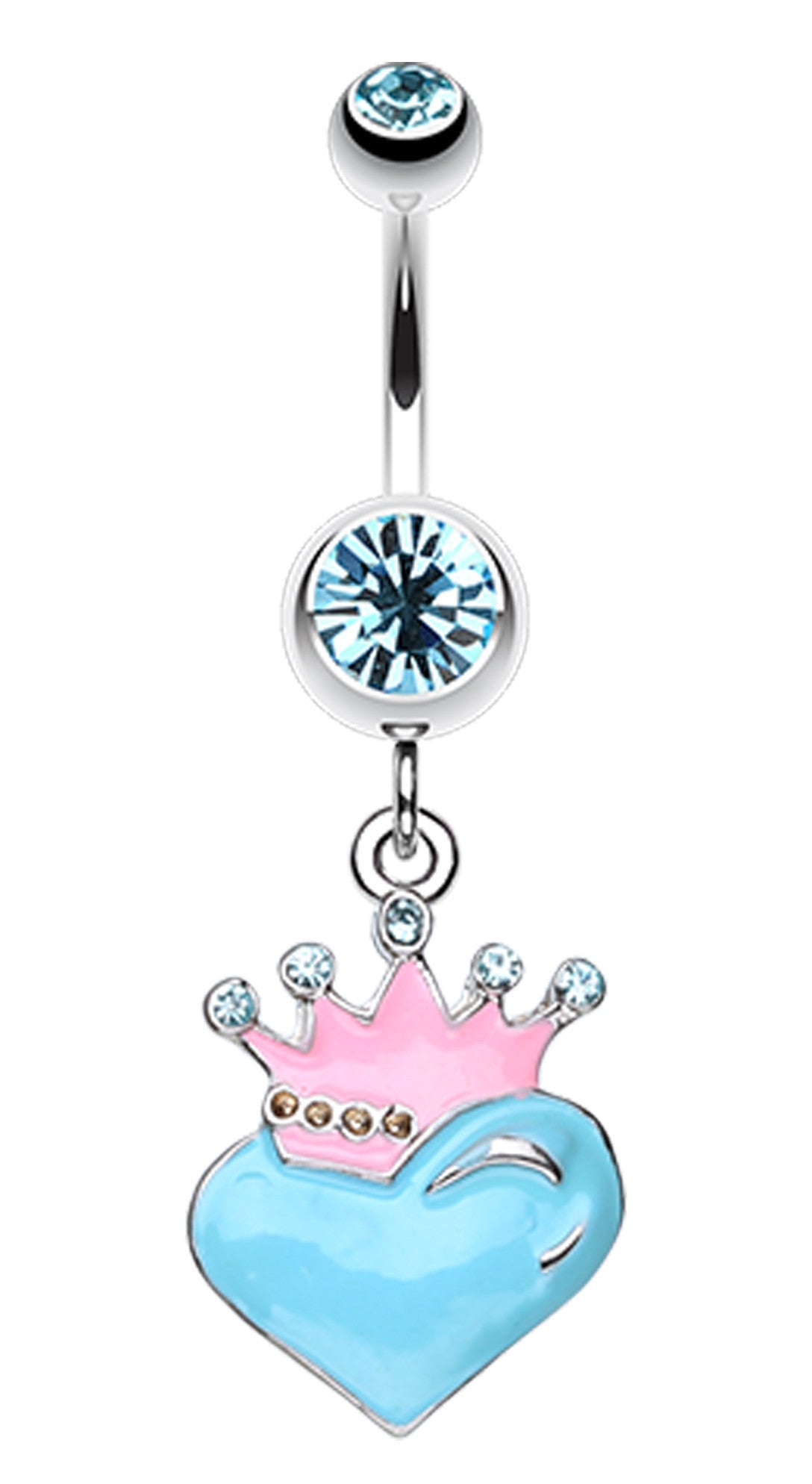 Vibrant Crowned Heart Sparkle Belly Button Ring