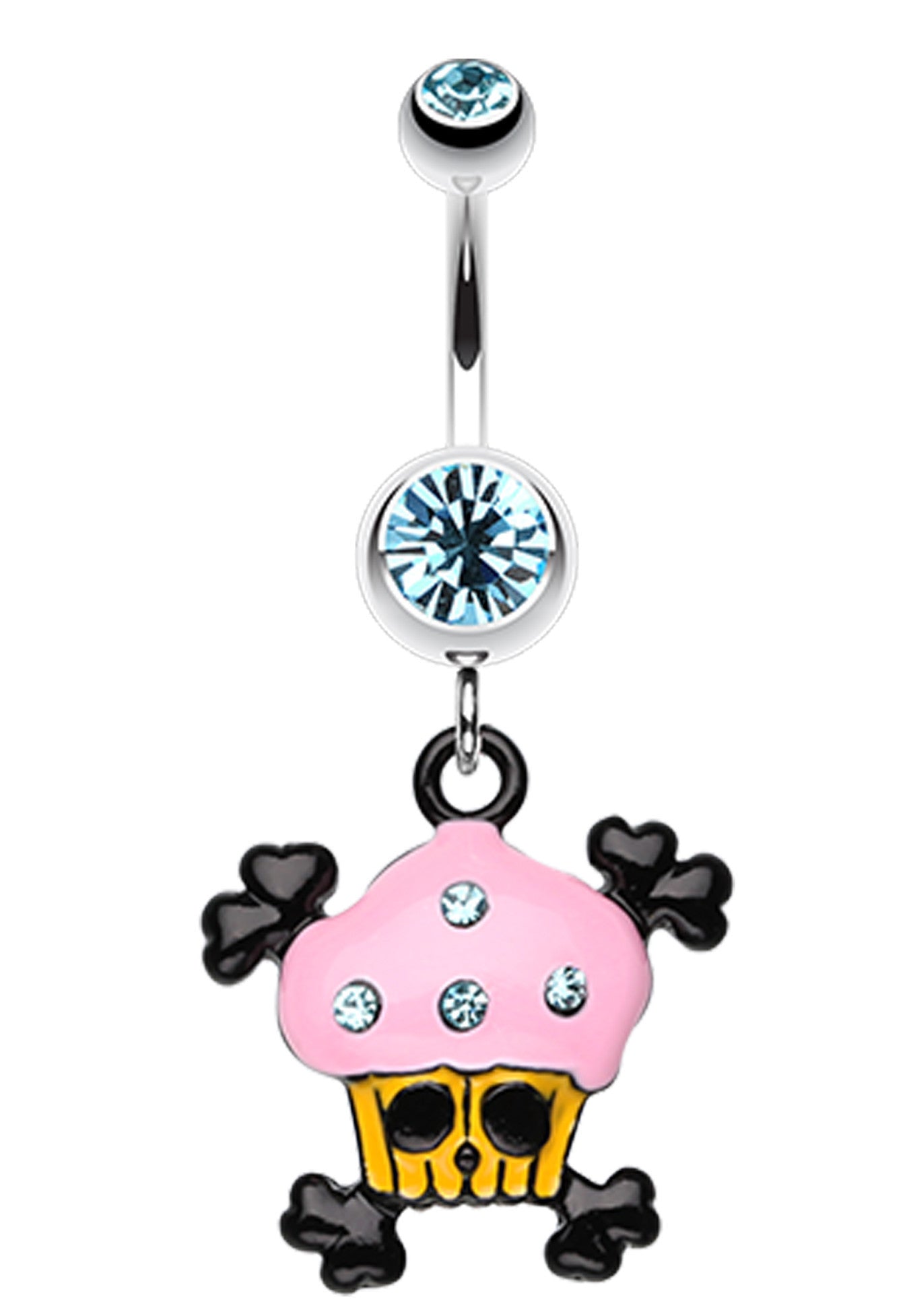 Pirate Crossbones Cupcake Belly Button Ring