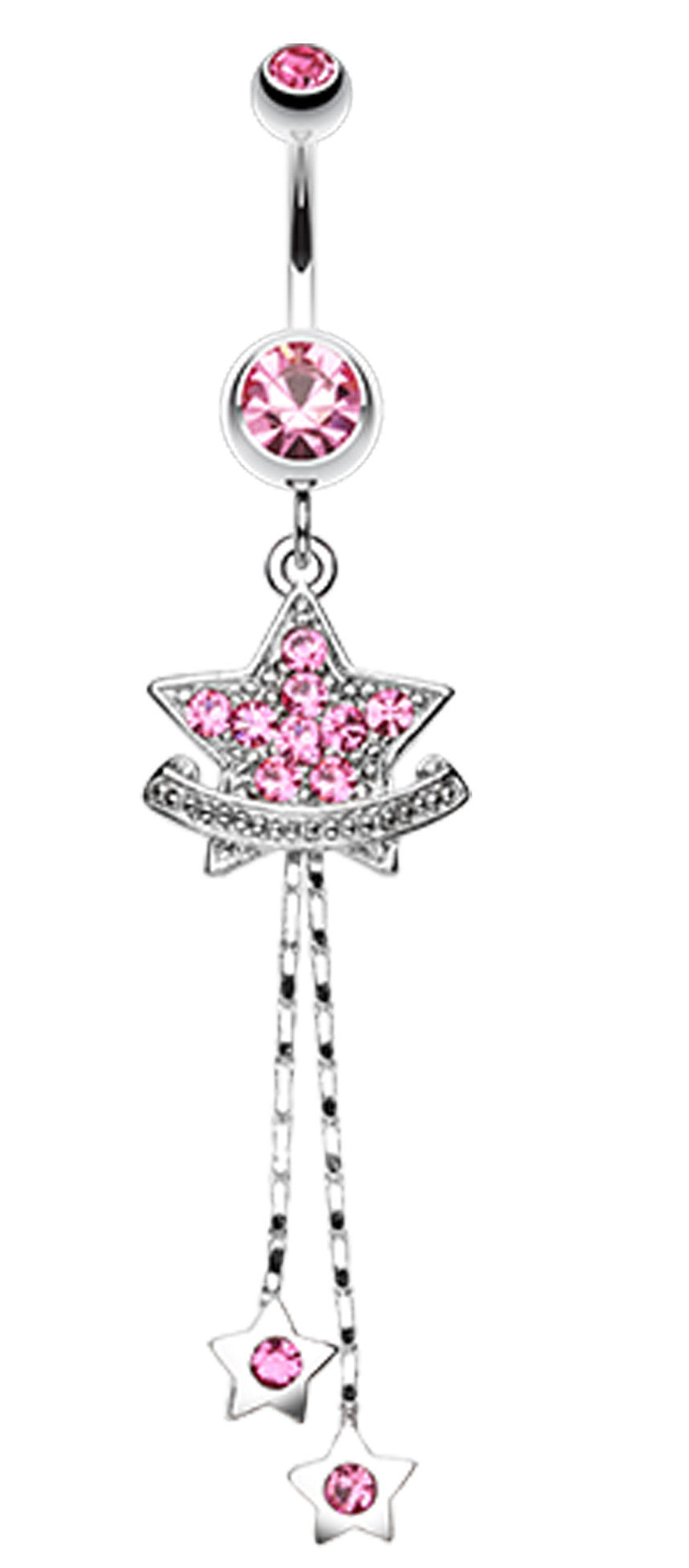 Shimmering Star Banner Belly Button Ring