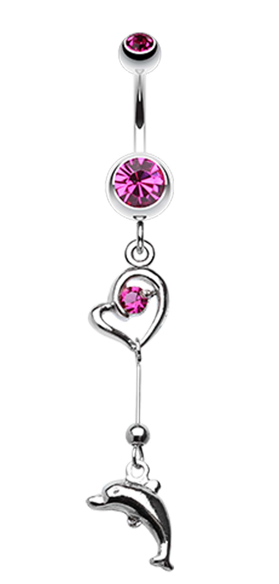 Dolphin Love Sparkle Belly Button Ring