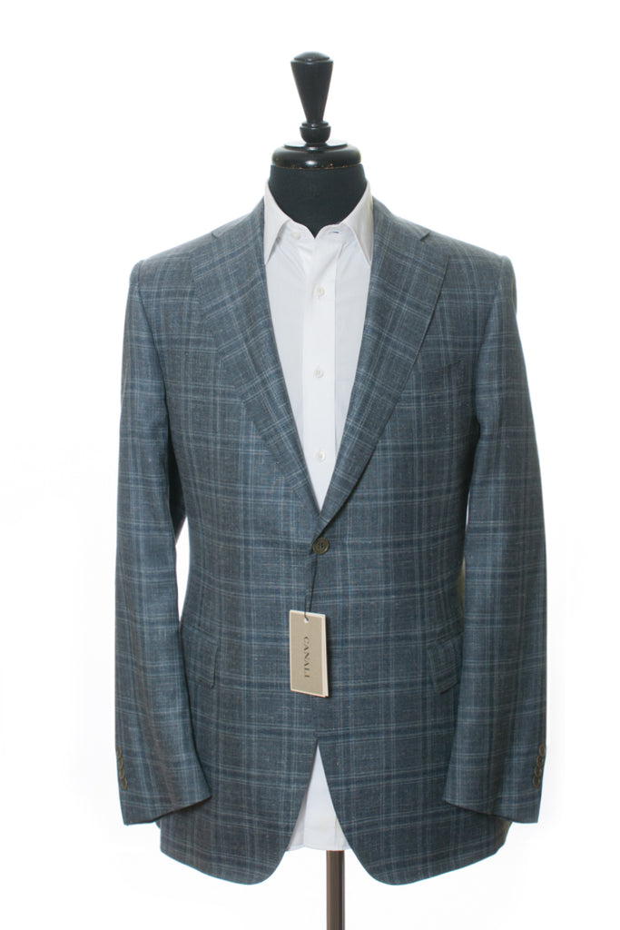 Canali 1934 NWT Blue Check Silk Linen Blazer