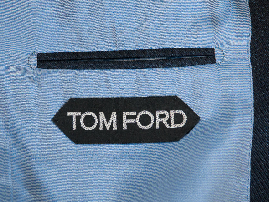 Tom Ford Navy Blue Slub Weave Silk Blend O'Connor Suit