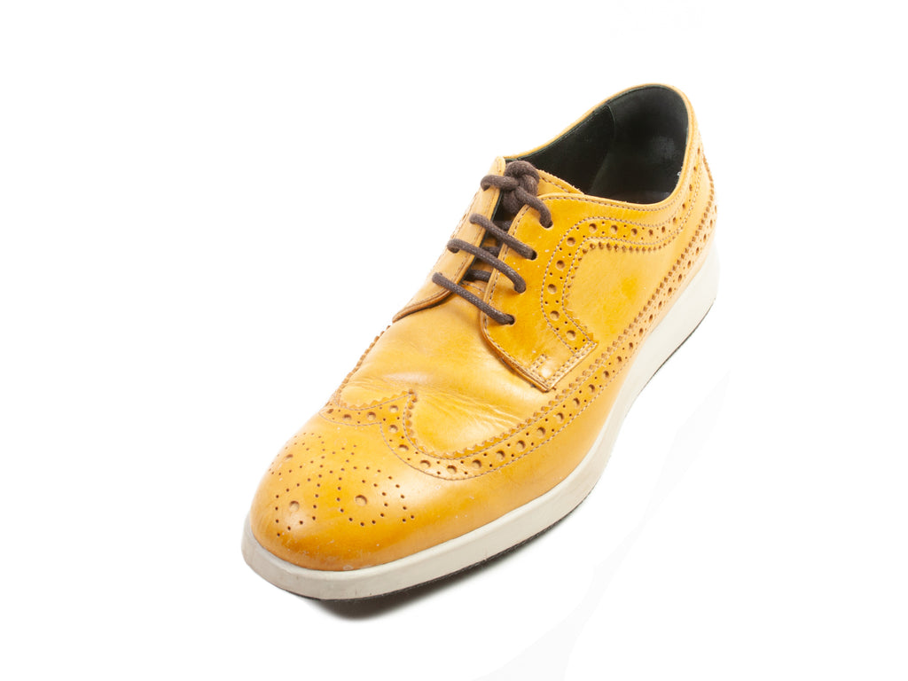 Hogan Mustard Yellow Casual Wingtip Shoes