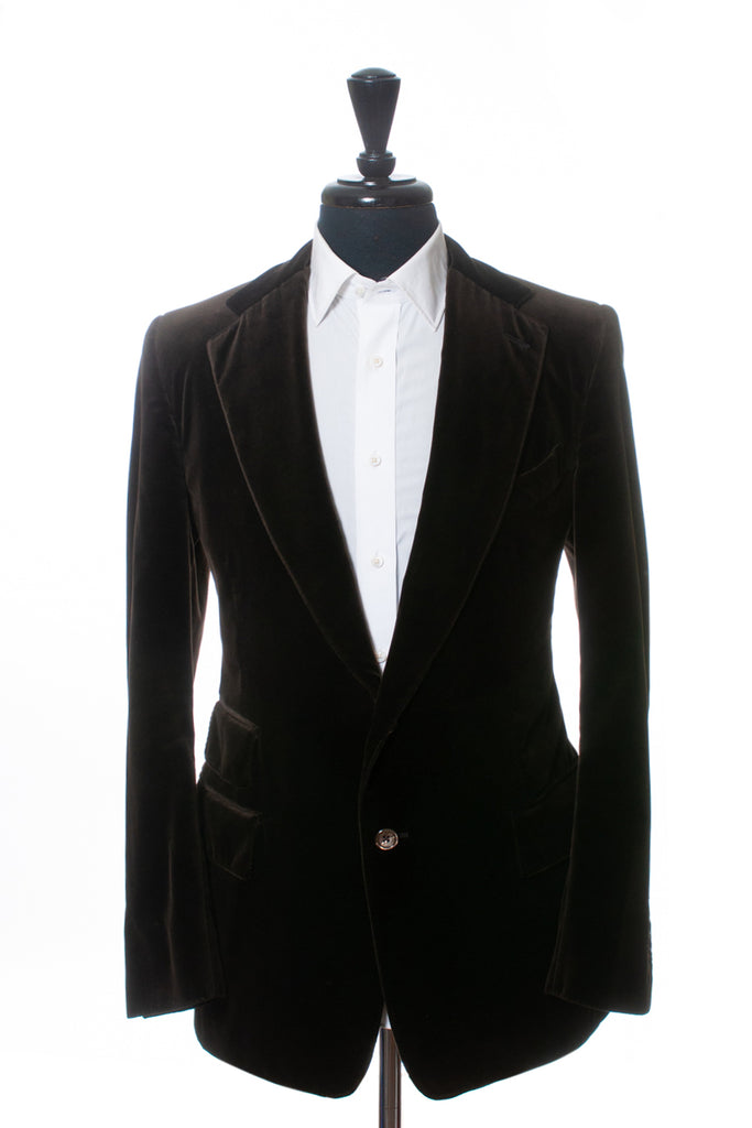 Tom Ford Chocolate Brown Velvet Basic Base A Blazer