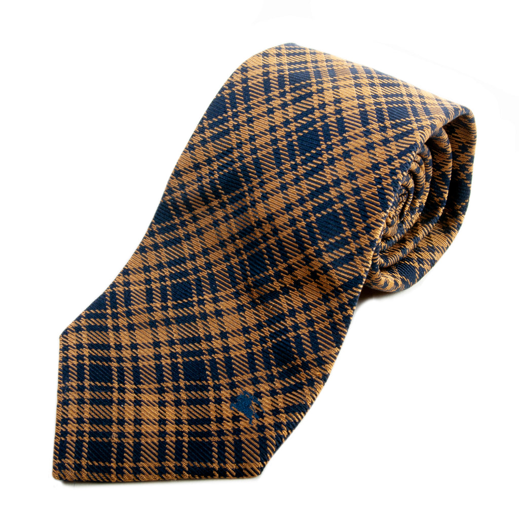 Burberry Vintage Brown on Navy Blue Check Tie