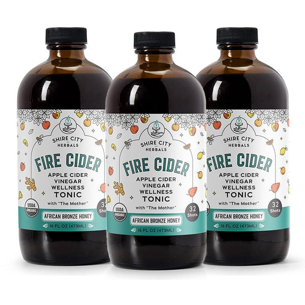Fire Cider | Triple Pack | 16 oz | African Bronze Honey | Apple Cider Vinegar and Honey Tonic