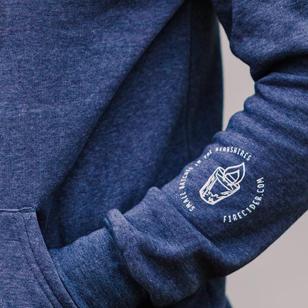 Fire Cider unisex hoodie, navy, sleeve detail