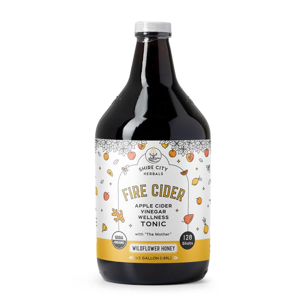 Fire Cider | 64 oz | Glass Growler | Wildflower Honey | Apple Cider Vinegar and Honey Tonic |