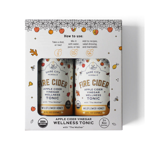 Fire Cider | Double Pack | 8 oz | Wildflower Honey | Apple Cider Vinegar and Honey Tonic