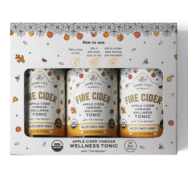 Fire Cider | Triple Pack | 8 oz | Wildflower Honey | Apple Cider Vinegar and Honey Tonic