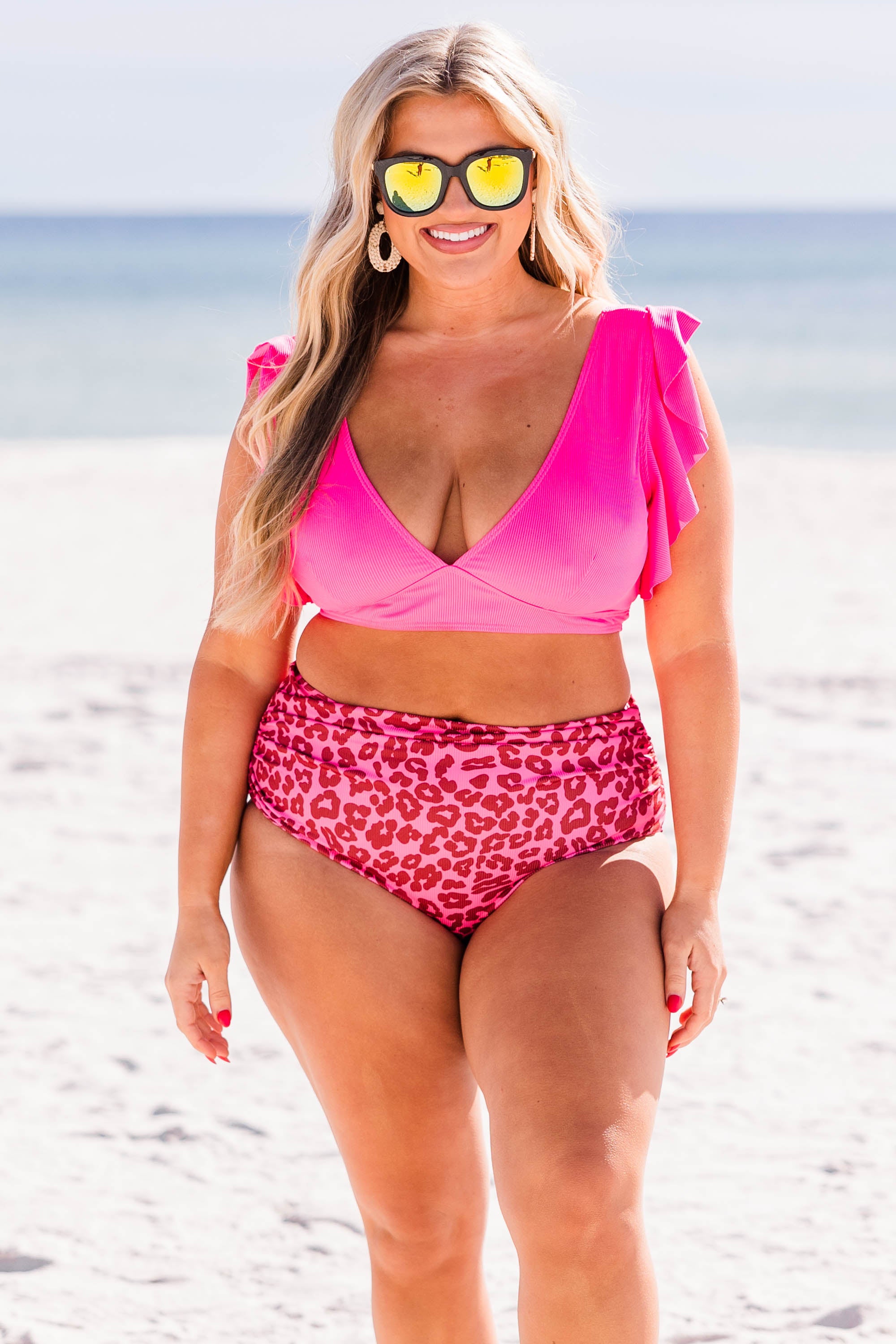 Image of Obsessed With Me Swim Top, Neon Pink