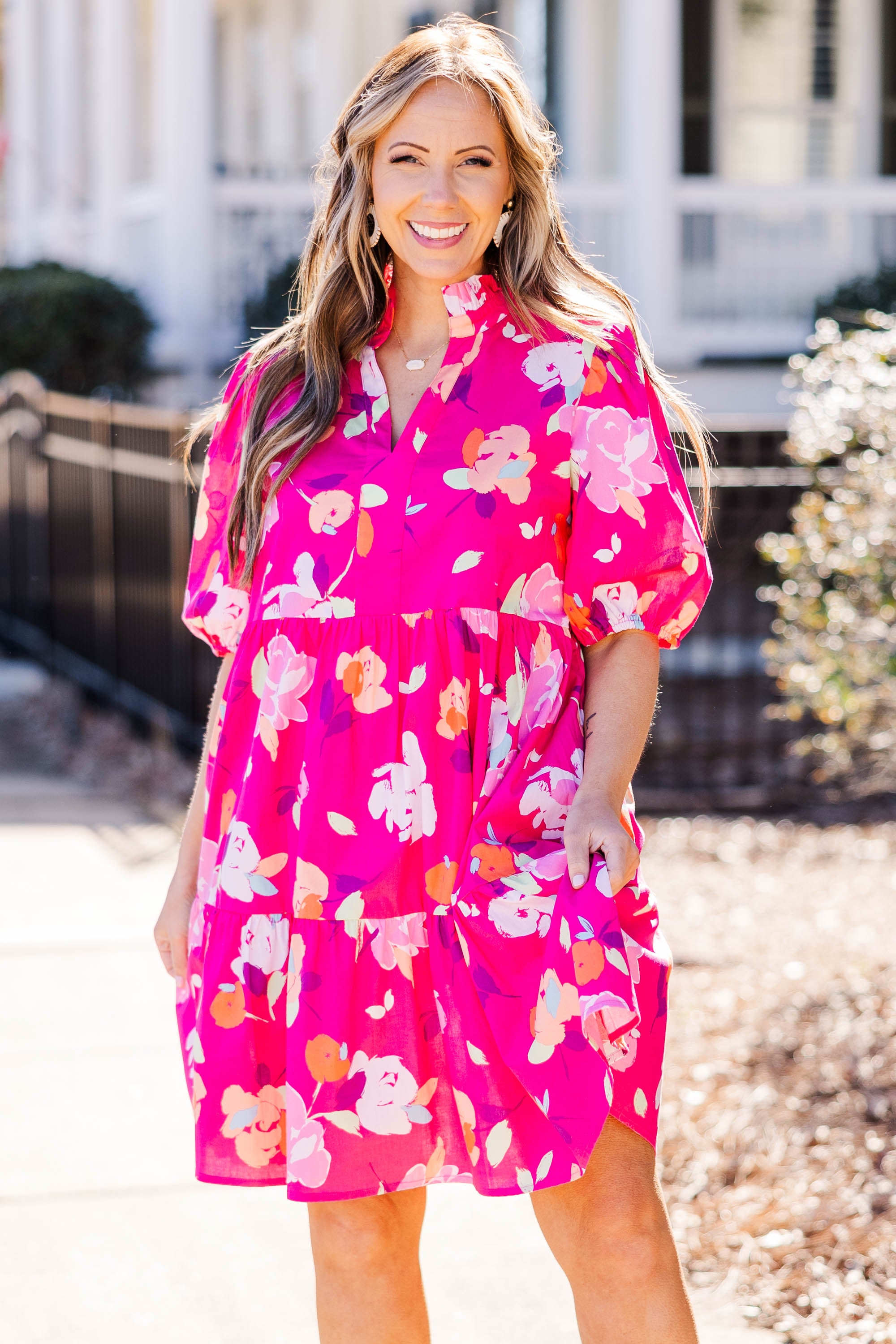 Image of Smiles On Repeat Dress, Fuchsia