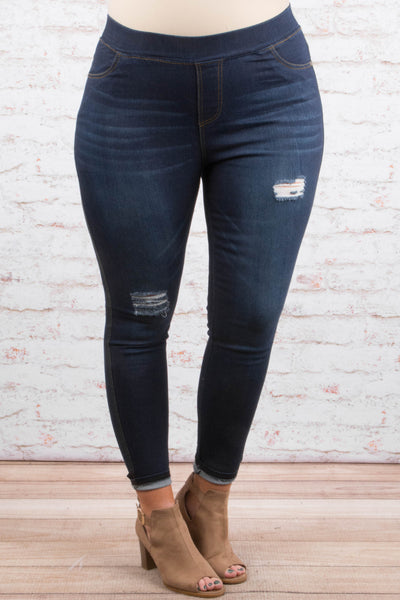 plus size distressed black jeggings