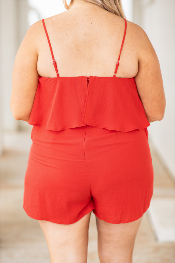 red romper shorts