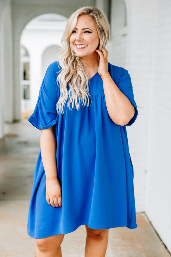 blue flowy dress short