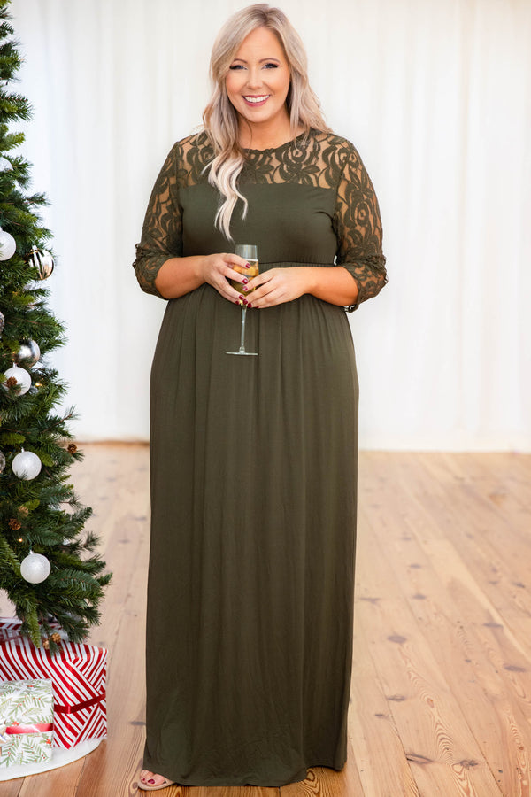 olive maxi dress with sleeves