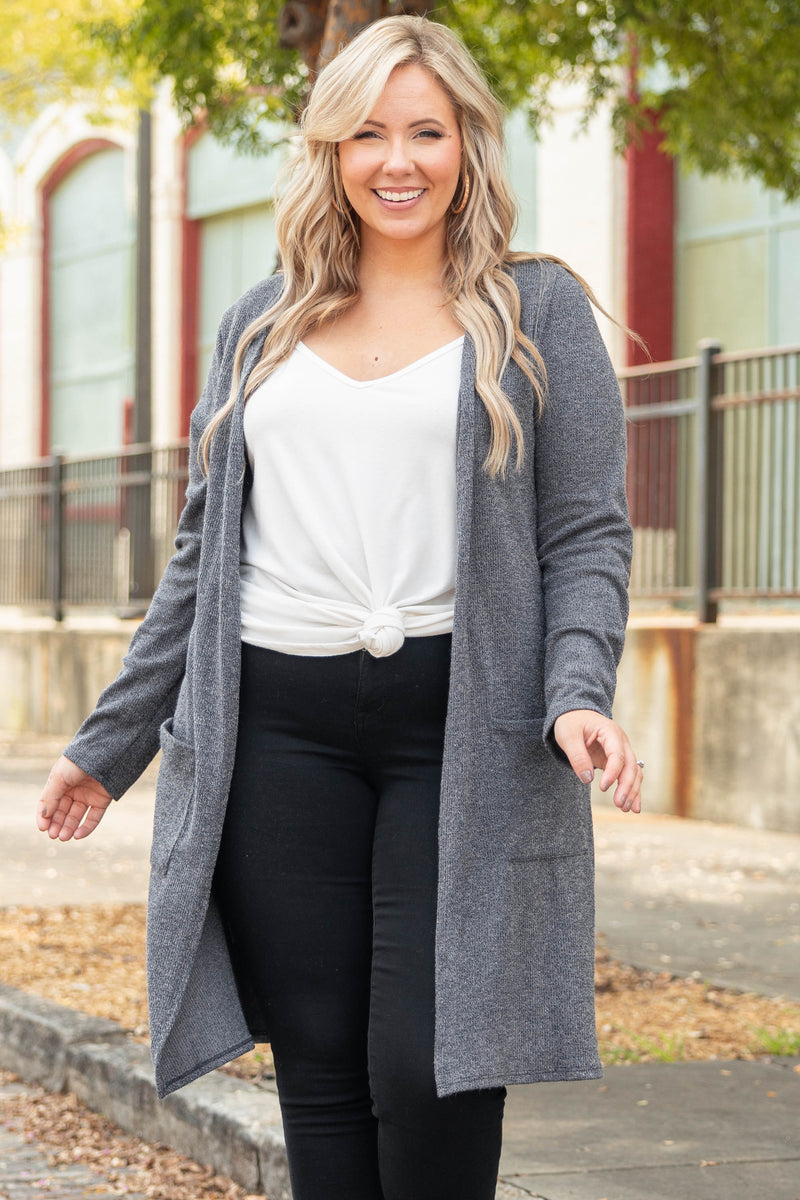 Cuddle Weather Cardigan, Charcoal – Chic Soul