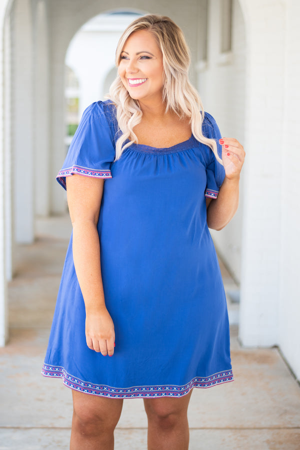 blue flowy dress short