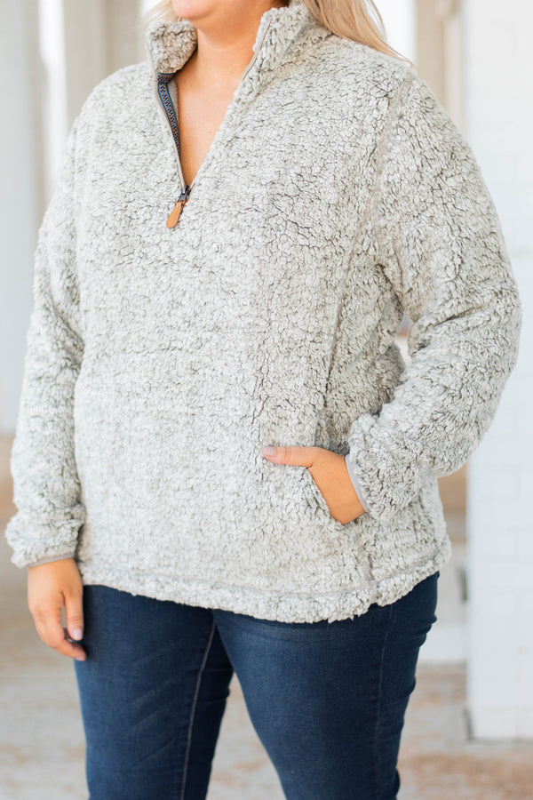 fuzzy grey pullover