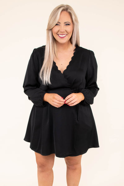 black flowy wrap dress