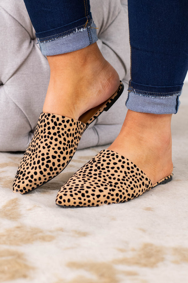 flat leopard mules