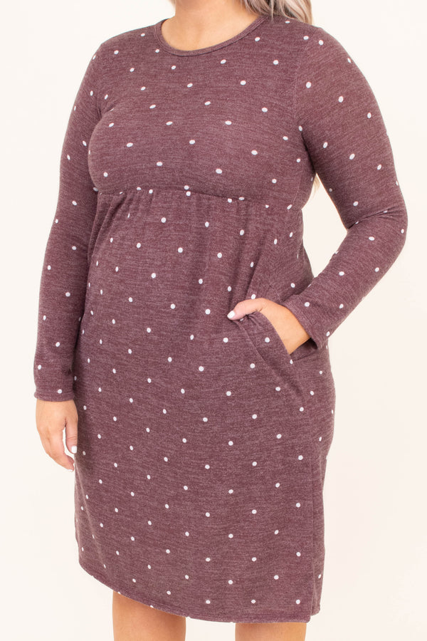 mauve polka dot dress