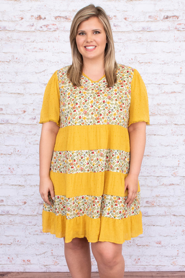 yellow flowy dress short