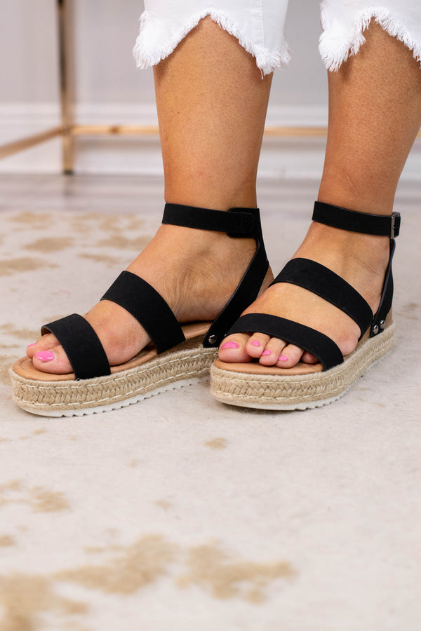 black sandals with black sole