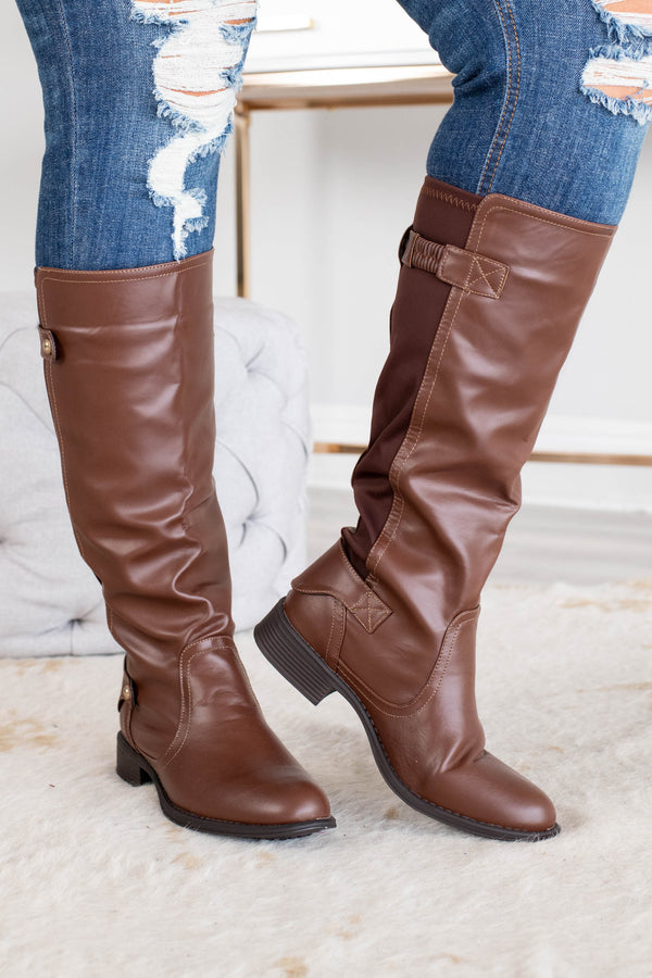 cognac color booties