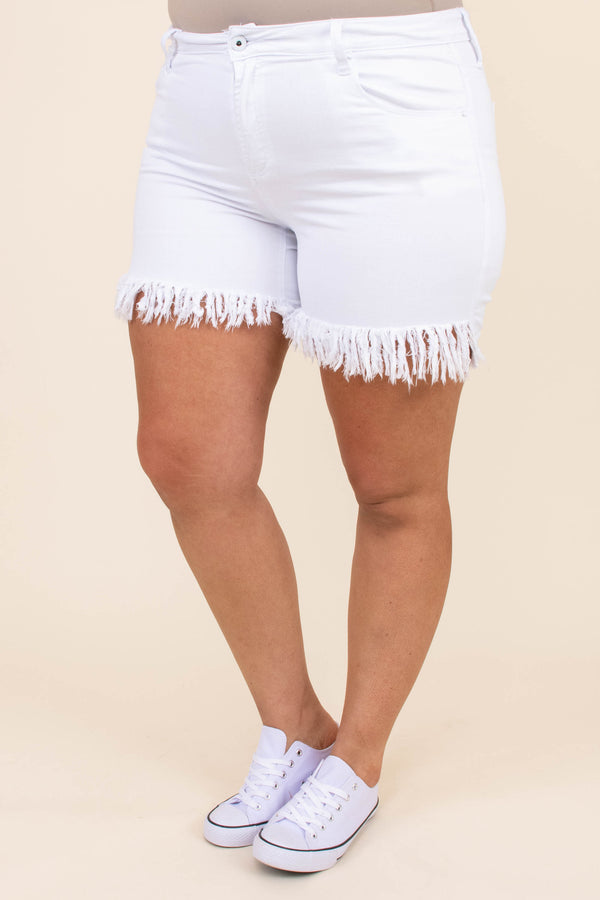 white frayed shorts