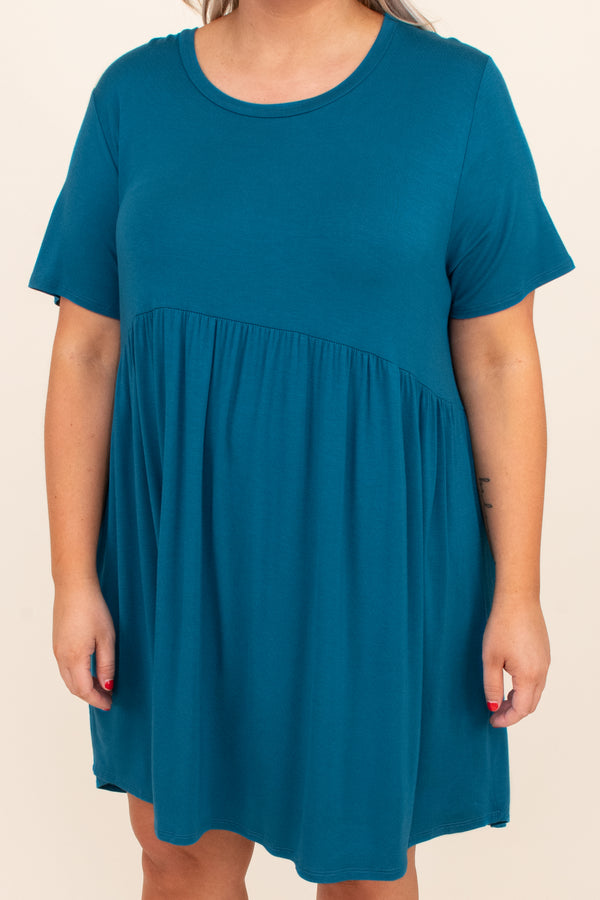 teal flowy dress