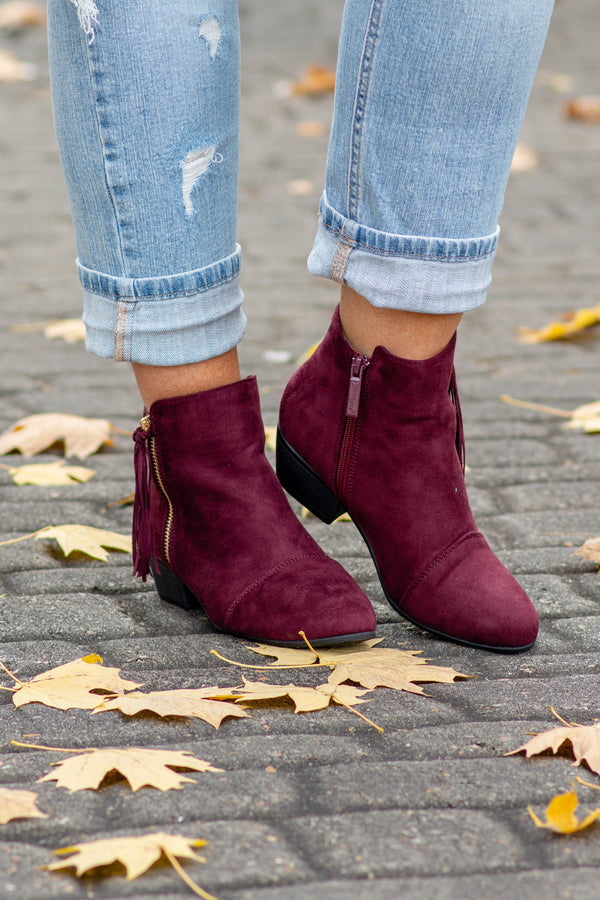 maroon booties