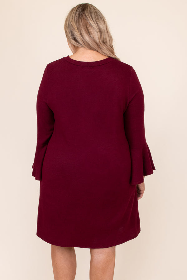 burgundy casual dress