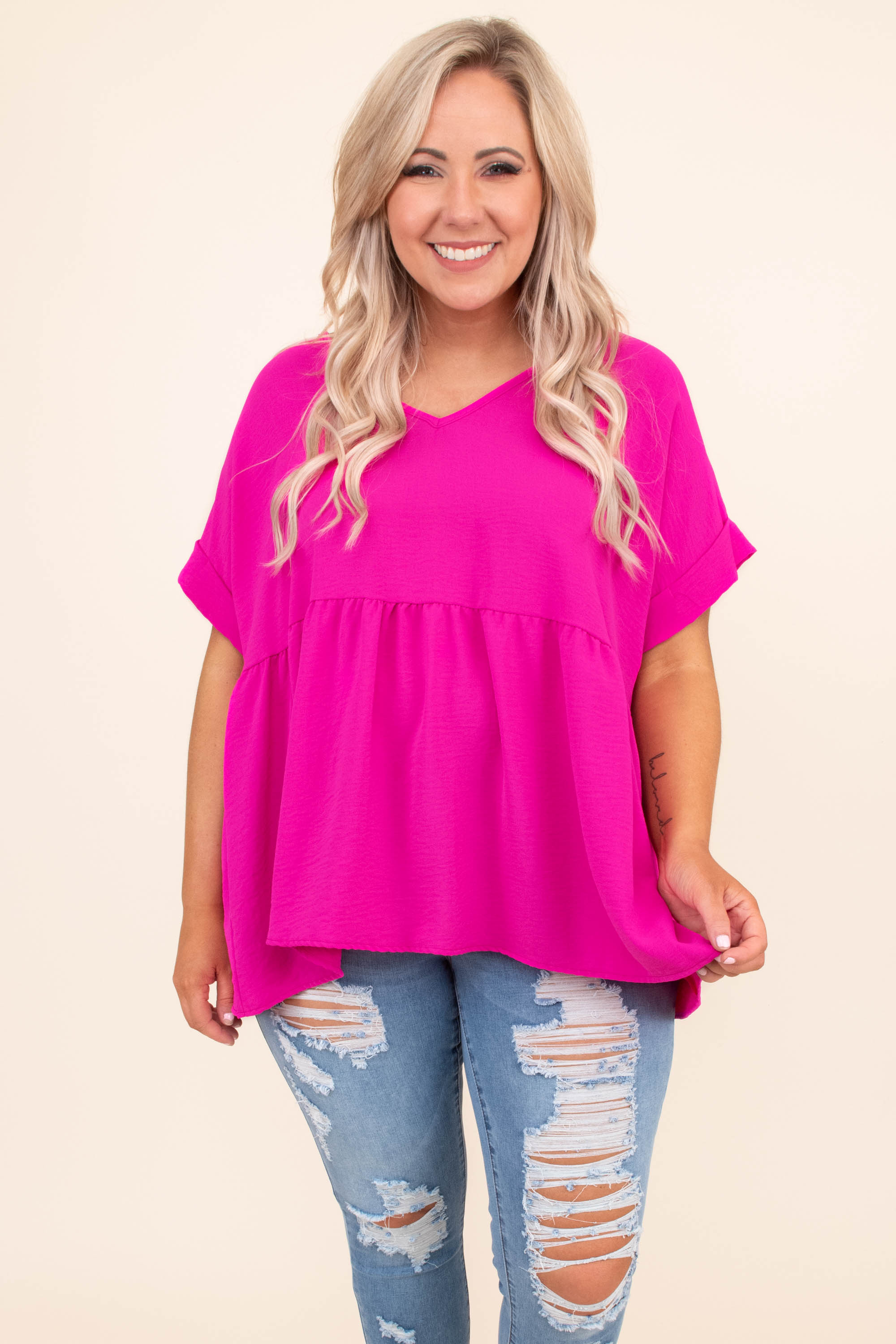 Image of Wide Eyed Gaze Top, Hot Pink