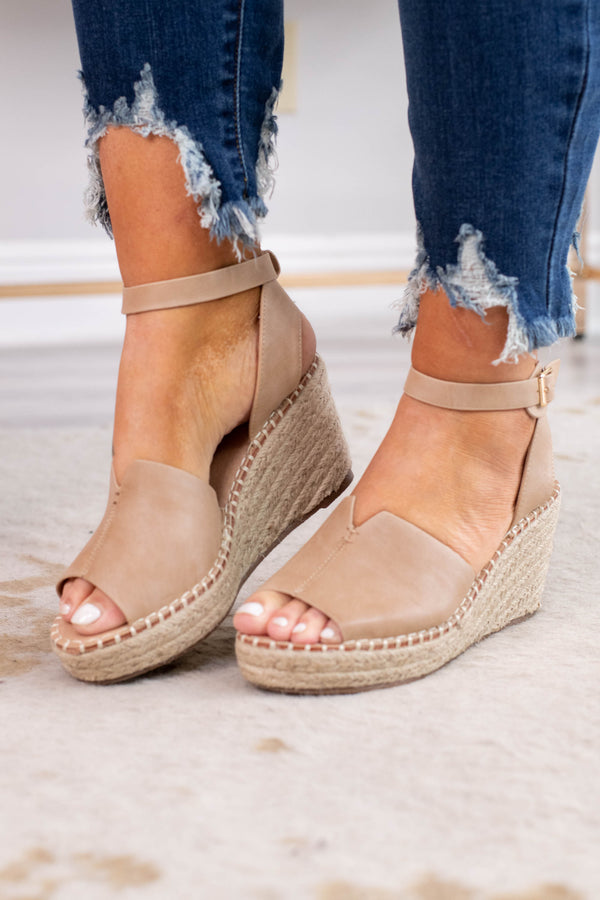 taupe wedge heels