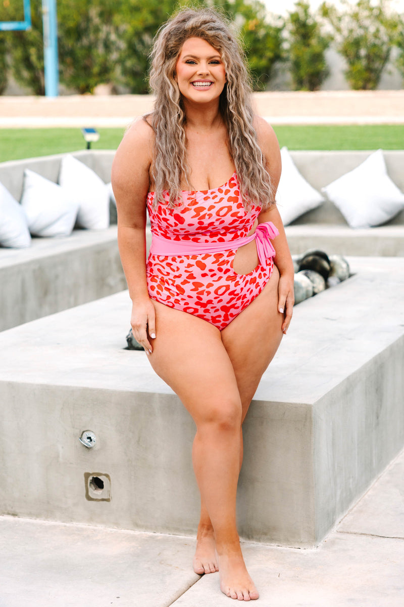 red leopard print bathing suit