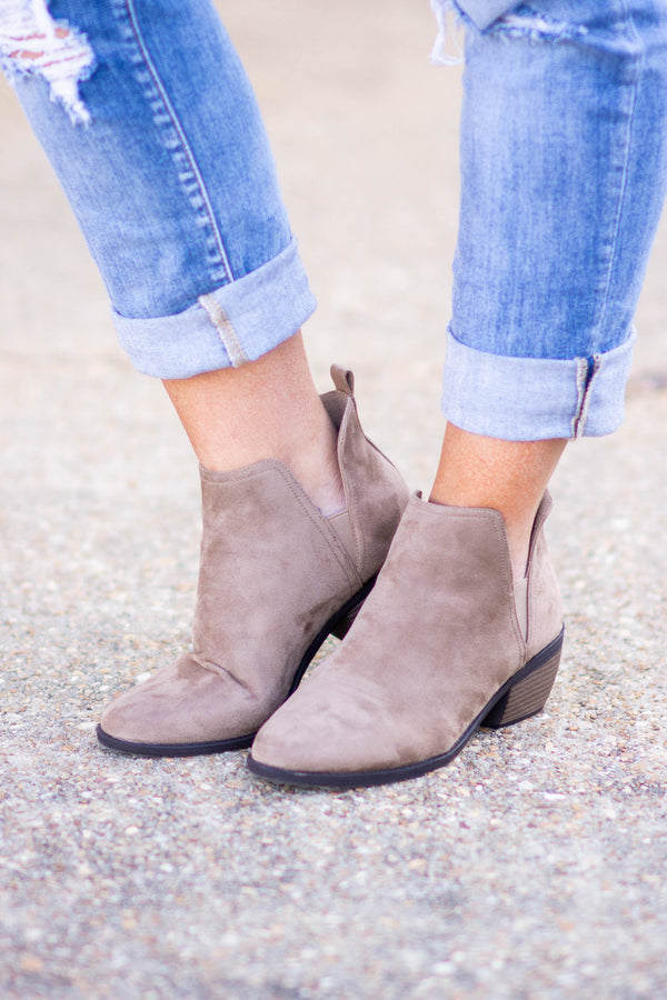 Leaving Late Booties, Taupe – Chic Soul
