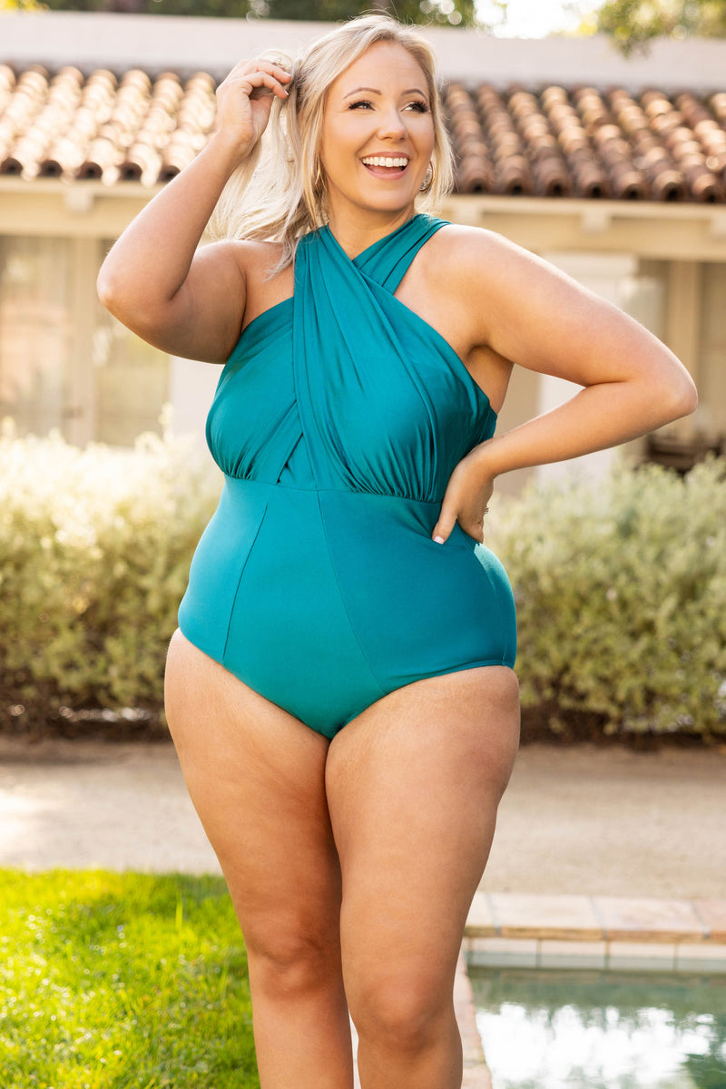 teal swim suits