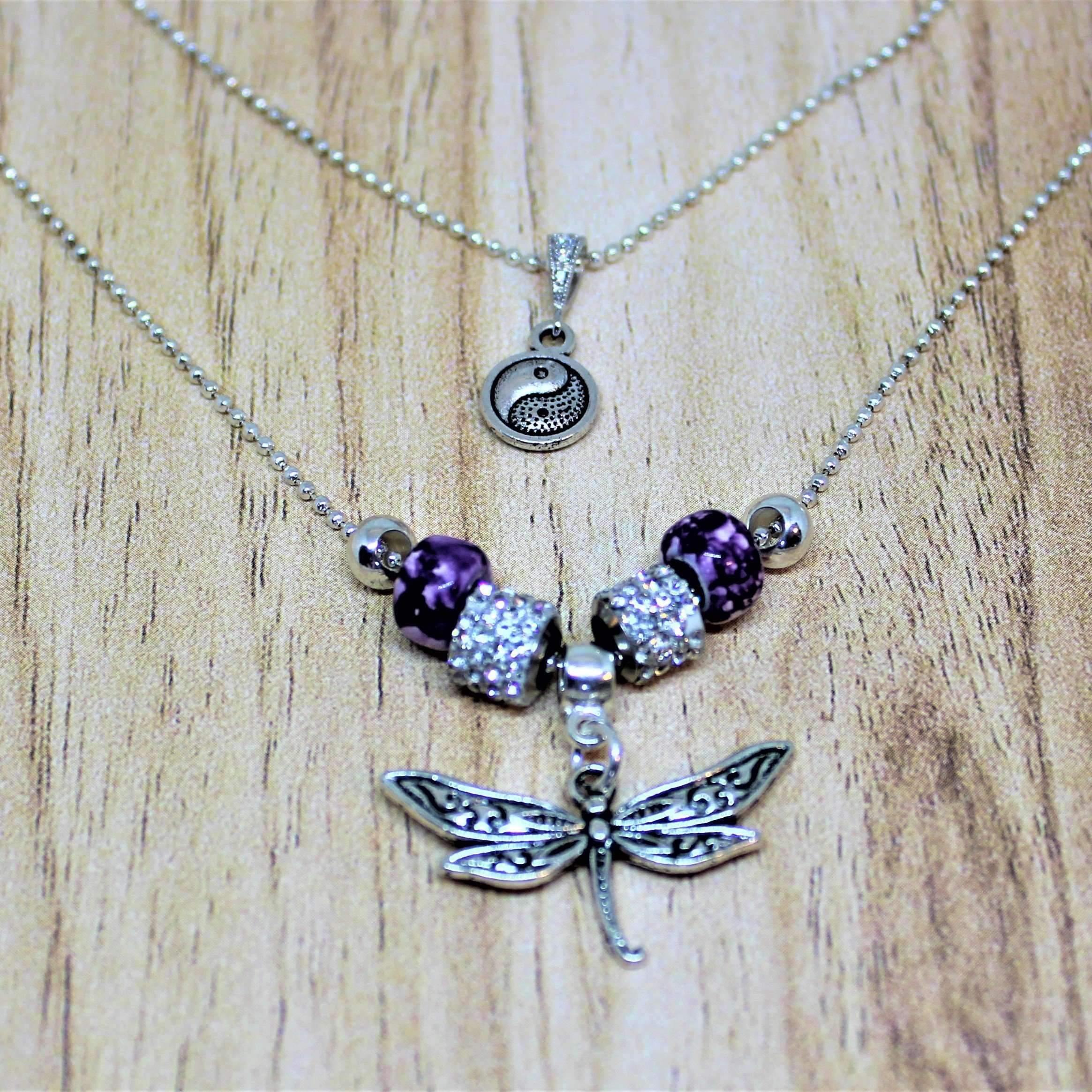 Dragonfly Yin Yang Layered Necklace - Ladybugfeet Jewelry ...